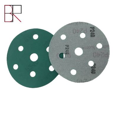 緑の円形5&quot;粉砕のための裏面接着剤式の紙やすりシート